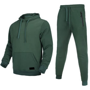 Conjunto deportivo informal para hombre, tela transpirable de mezcla de algodón, pantalón jogger con capucha, cintura elástica, para gimnasio, deporte, correr, uso diario. - Product Image 1