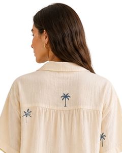 Ensemble de pyjama pour femmes personnalisé, imprimé beige, manches courtes, boutonné, vêtements de nuit doux et respirants, vêtements de détente décontractés pour l'été - Product Image 6