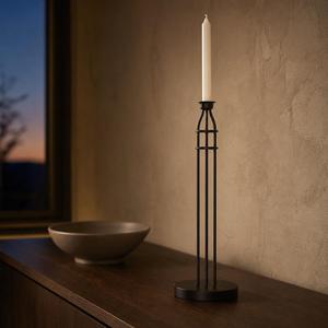 Grand Porte-Bougie Conique en Métal Noir 45cm, Chandelier Minimaliste en Fer avec Finition Oxydée - Product Image 4