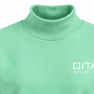 Sudadera de cuello alto verde menta para mujer, jersey de manga larga, informal, holgado, de forro polar, cuello alto, ropa de calle de invierno, top, jersey - Product Image 3