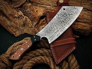 OEM High Carbon 7 Inch Damascus <b>Kitchen</b> Cleaver <b>Knife</b> Set VG10 Steel With Wooden Handle for Chefs - Product Image 4