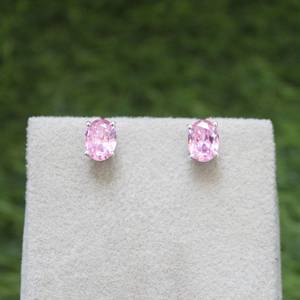 Pendientes de Zafiro Rosa Ovalados en Plata de Ley 925, Piedra de Nacimiento de Septiembre, Joyería Vintage Elegante, Regalo para Mujer, Fiesta - Product Image 6