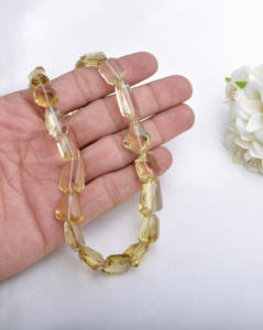 ลูกปัดควอตซ์เบียร์ธรรมชาติทรงเหลี่ยมขนาด 16 นิ้ว สำหรับทำเครื่องประดับอัญมณีชั้นดี - Product Image 4