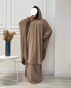 OEM Dubái EAU Conjunto de Blusa Tipo Capa con Capucha de Tela Suave de Color Liso para Mujeres Islámicas Tradicionales, a Juego con Falda para la Oración del Eid - Product Image 2