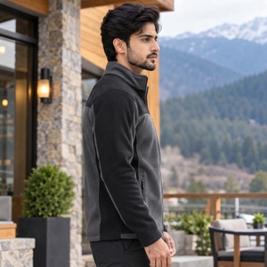 Veste polaire zippée pour homme, fabriquée en tissu polaire chaud, silhouette décontractée, fermeture éclair avant durable, structure respirante, élastique - Product Image 4
