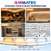 Bande LED COB professionnelle à CRI élevé 24V, CRI90, 3000K, 480 LED/m pour l'éclairage de fond haut de gamme des musées et des galeries d'art