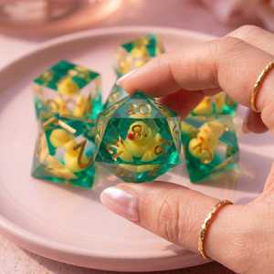 Handmade Resin Duck DnD <b>Dice</b> <b>Set</b> – Sharp Edge Polyhedral RPG <b>Dice</b> Gift - Product Image 3