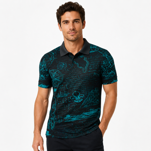Men's Custom Sublimation <b>Sports</b> <b>Polo</b> Shirt Quick Dry Breathable Golf Tee Vintage Nautical Map Printing Short Sleeve Activewear - Product Image 3