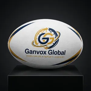 ลูกรักบี้ Ganvox Global สีขาว น้ำเงิน เหลือง ทนทาน ไส้ในบิวทิล น้ำหนักเบา อุปกรณ์กีฬาสำหรับทีม เหมาะสำหรับการฝึกซ้อมและการแข่งขัน - Product Image 4