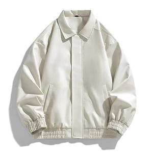 Men Oversized PU Leather Bomber Jacket <b>Drop</b> Shoulder Harajuku Streetwear Loose Fit Faux Leather Jacket OEM Custom - Product Image 2