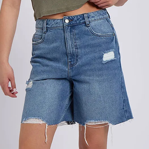 Shorts amples personnalisés pour femmes, shorts en jean décontractés, coupe ample, été, confort, fournisseur, export, usine - Product Image 2