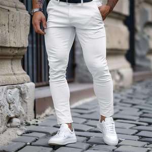 Nouveau pantalon slim extensible pour homme, grande taille, couleur unie classique, décontracté ou habillé, pantalon de costume formel de qualité supérieure - Product Image 2
