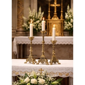 Ensemble de 3 bougeoirs en métal au design gaufré pour la maison et le mariage décoration de table pilier bougeoir d'église - Product Image 3