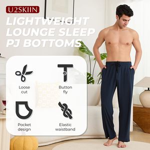 Men's Running <b>Trousers</b> 100% Cotton Solid Joggers Pants Soft Yoga Lightweight Athletic Lounge Casual Pants with Pockets Sleep <b>Pj</b> - Product Image 4