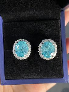 Pendientes de Diamantes Azules de Corte Ovalado en Oro Blanco para Mujer, con Diamantes Laterales de Color D, Certificados por IGI, Joyería de Lujo para Bodas - Product Image 5