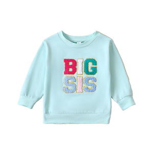 Sudadera con Letras Bordadas para Niñas, Cuello Redondo, Manga Larga, Sudadera para Otoño, para Niños Pequeños, Niñas y Niños - Product Image 1