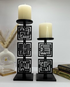 Modern Black Metal Geometric Design <b>Candle</b> Stand Stylish Decorative Holder Perfect For Home Decor And Table Centerpiece - Product Image 4