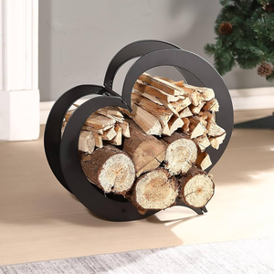 Porte-bûches décoratif en métal pour cheminée, durable et résistant à la rouille, idéal pour le bois de chauffage - Product Image 5