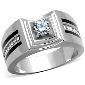 TK1814-High Polished Stainless Steel <b>Ring</b> with AAA Grade CZ Clear-Dishes & <b>Plates</b> - Product Image 1