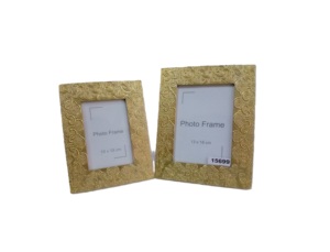 Rectangle Metal Photo <b>Frame</b> Gold Finish Embossed Floral Pattern - Product Image 1