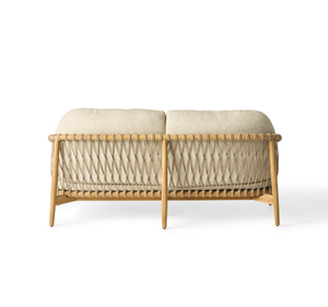 Canapé d'extérieur de luxe en teck massif deux places avec coussins épais, écologique, durable, design élégant avec accoudoirs pour patio et terrasse - Product Image 4
