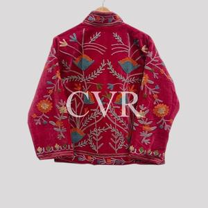 Abrigo de Terciopelo Floral con Bordado a Mano, Cuello Mandarín, Talla Grande, Ropa de Invierno, Manga Larga, Estilo Chino, Chaqueta Casual - Product Image 4