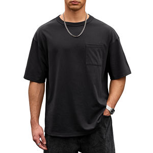 Camiseta de Algodón Transpirable con Logotipo Personalizado, Hombros Caídos, Cómoda, para Hombre, Color Sólido, Resistente, Talla Grande, Diseño en Blanco - Product Image 1