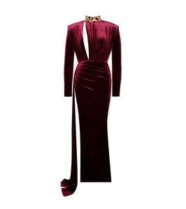 Vestido de Noche Sexy Asimétrico de Terciopelo Borgoña 2026 con Corte Imperio, Tirantes Finos, Abertura Alta y Diseño Bodycon - Product Image 6