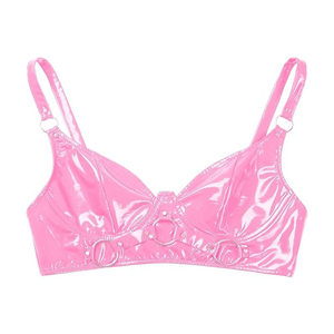 One Shoulder Crop Sports <b>Bra</b> Women's Black Pu Leather Front Custom Logo Street Dance High Support Quick Dry Wholesale <b>Bra</b> - Product Image 2