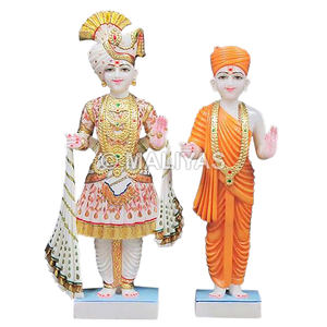Statue du temple Swaminarayan |   Ensemble de statues de Swaminarayan et de Gunatitanand Swami en marbre – Maliyas - Product Image 1