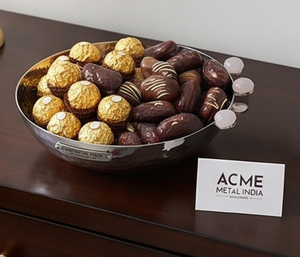 Premium Hammered Style Metal Silver Finished <b>Chocolate</b> Tray Designed For Luxury Serving Of <b>Chocolates</b> Desserts And Events Use - Product Image 1