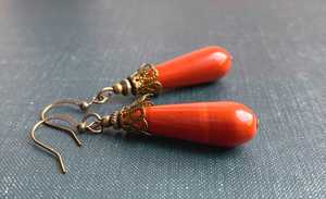 Pendientes de Jaspe Rojo con Cristales Naturales Curativos, Pendientes Colgantes Hechos a Mano, Joyería Boho para Mujer, Regalo - Product Image 2