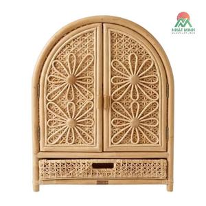 Gabinete de ratán Nhat Minh con diseño arqueado con motivos florales para niños, unidad de almacenamiento ecológica - Product Image 1
