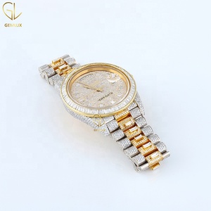 Tốt nhất bán hip hop hoàn toàn Iced ra tự động thép không gỉ hai tone unisex D vvs moissanite kim cương xem từ Ấn Độ xuất khẩu - Product Image 2