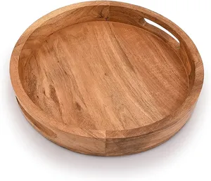 Plateau de rangement rectangulaire en bois, design minimaliste, à un seul niveau, pour table, facile à nettoyer, finition polie, compatible lave-vaisselle, grande capacité - Product Image 3