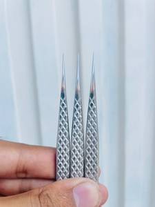 Pince à épiler professionnelle durable avec logo personnalisé, pointe en fibre, en acier inoxydable pour extensions de cils (12-14cm) - Product Image 6