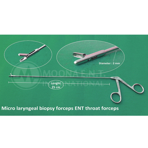 Pinces micro-laryngées manuelles ENT, lot de 5 pièces, longueur de travail 25 cm/250 mm et 2 mm pour la gorge, instruments chirurgicaux - Product Image 5