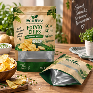 Sachet Doypack à fond plat avec fenêtre transparente et bec verseur, qualité alimentaire, pour l'emballage de chips, frites, café et autres aliments - Product Image 5