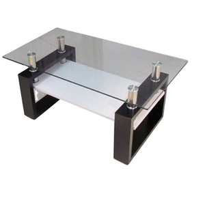 Table élégante pour maison hôtel et bureau Table de meubles de salon Table décorative au design moderne Table de forme carrée en bois et verre - Product Image 1