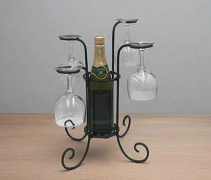 Porte-bouteille à vin décoratif vintage en métal avec support en verre pour la présentation sur table de bar à domicile et la mise en valeur des tables de restaurants, provenant d'Inde - Product Image 1