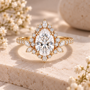 Anillo de Compromiso de Moissanita con Corte de Pera, Plata de Ley 925, Diseño Halo, Joyería Nupcial Personalizada, Fabricante de Oro Blanco, Rosa y Amarillo - Product Image 2