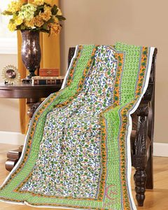 400 TC Pure Cotton Jaipuri Floral Printed Lightweight Handmade Single Bed <b>Quilt</b>/Razai | Soft Cozy Bohemian Rajasthani <b>Bedding</b> | - Product Image 4