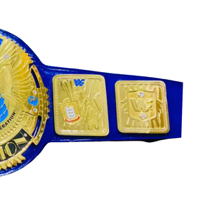 Ceinture de champion du monde WWF - Ceinture de sport bleue personnalisable avec détails dorés - Article de collection haut de gamme pour les fans de lutte - Product Image 3
