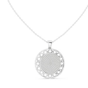 Colgante de Diamante Redondo Cultivado en Laboratorio en Oro Blanco de 14K para Mujer |   Ropa de Boda |   Diamante Cultivado Nuevo - Product Image 1