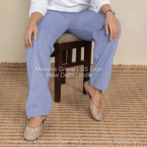Pantalon décontracté pour femme, coupe droite, en mélange de coton, taille élastique, confortable, pour la détente, le pyjama, le quotidien ou le bureau - Product Image 3