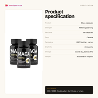 Capsules végétaliennes de Maca Énergisante pour Hommes Certifiées BPF, 60 unités, Complément Alimentaire Herbal pour Adultes, Durée de Conservation de 24 Mois, Meilleures Ventes