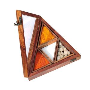 Moderno Organizador de Especias Triangular de Madera Marrón, Contenedor Multiusos para Especias de Cocina, Juego de Frascos para Condimentos - Product Image 1