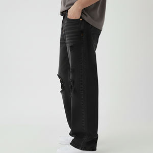 Jeans de Lujo para Hombre, Diseño de Moda, Denim Oscuro, Estilo Americano, Marca de Alta Gama, Logotipo Personalizado, Pantalones Anchos Vintage - Product Image 6