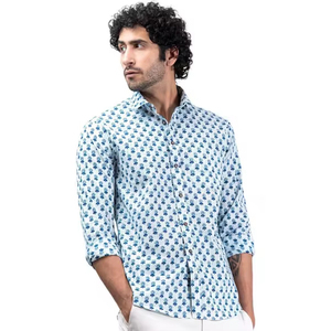 Chemise en coton pour homme, imprimée à la main, manches courtes, coton doux, chemise imprimée pour homme, vêtements d'été pour homme. - Product Image 1