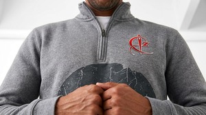 <b>Men's</b> Gray Quarter Zip Sweatshirt With <b>Skull</b> Print And Logo Front Casual Fit Regular Sleeve French Terry Fabric <b>Men</b> Sweat <b>Shirt</b> - Product Image 3